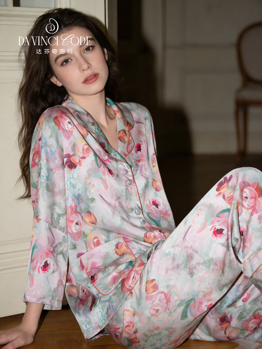 Da Vinci Code 2026 Summer New Arrival Women's Three-quarter Sleeve Loose Pajamas Loungewear, Wearable Outside, Gift Box Set, Perfect for Mom