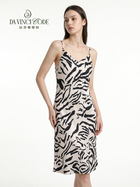 Da Vinci Code 2026 New Women's Sexy Slip Nightdress, Summer Thin Zebra Pattern Loungewear, Wearable Outside