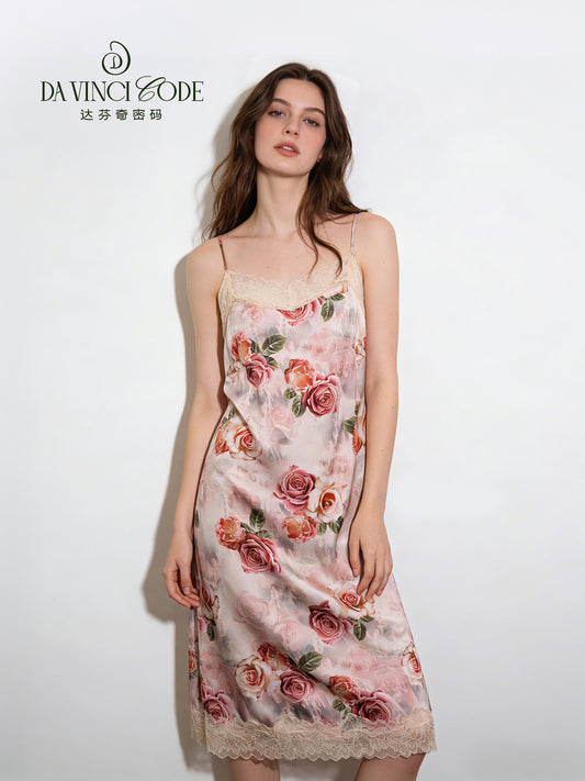 Da Vinci Code Lace Camisole Nightdress for Women, New Ice Silk Style Summer 2026, Sexy & Luxurious Gift Box for Girlfriends & Wives