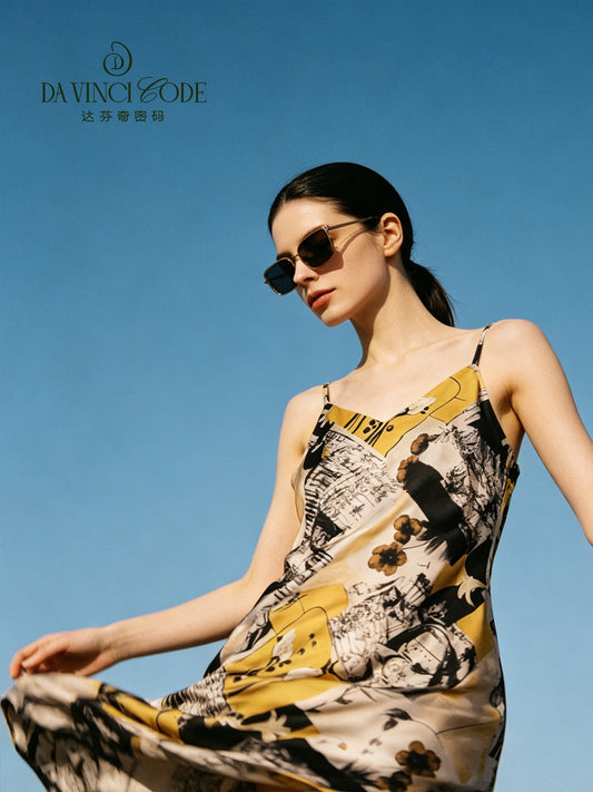 DavinciCode 2026 New Design Printed Silk Bralette Sleeping Dress for Women in Summer with Underwire - Elegant and Sexy Homewear