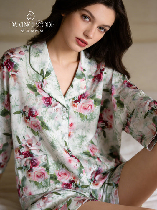 Da Vinci Code Women's Pajamas 2026 New Summer Cool Loungewear Three-Piece Set Gift Box, Ideal Gift for Mom