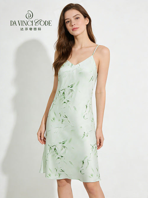 Da Vinci Code 2026 New Printed Slip Nightdress for Women, Summer Comfortable Loungewear & Sexy Nightgown