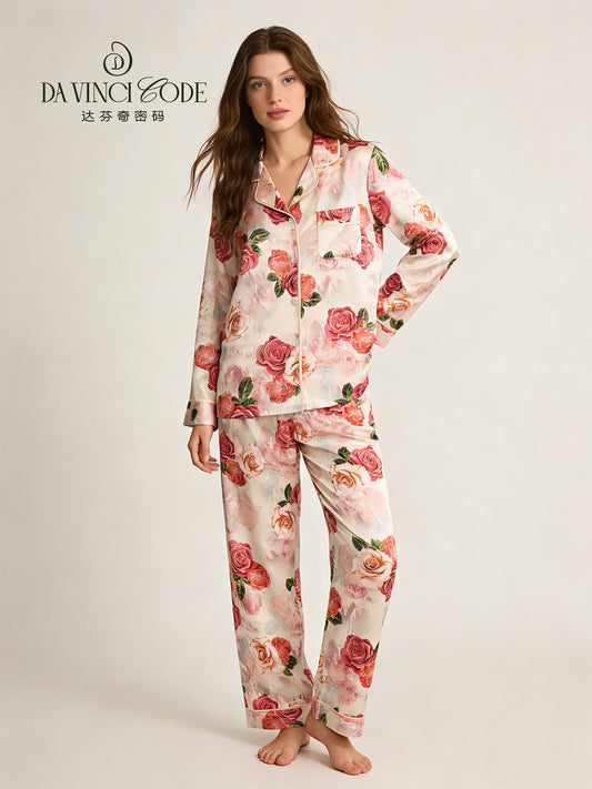 Davinci Code Premium Luxury Spring & Summer Retro Print Loungewear, Cool & Skin-Friendly, Gift Box Set for Mother's Day